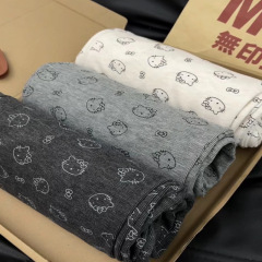 高个子印花kitty猫糯米裤秋冬季阔腿裤子女休闲百搭宽松直筒长裤
