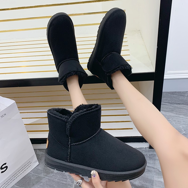 fashionable winter keep warm solid color low boots platform