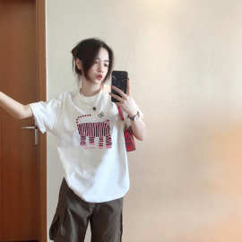 100%纯棉短袖T恤女2026新款夏季宽松韩版百搭设计感小众内搭上衣