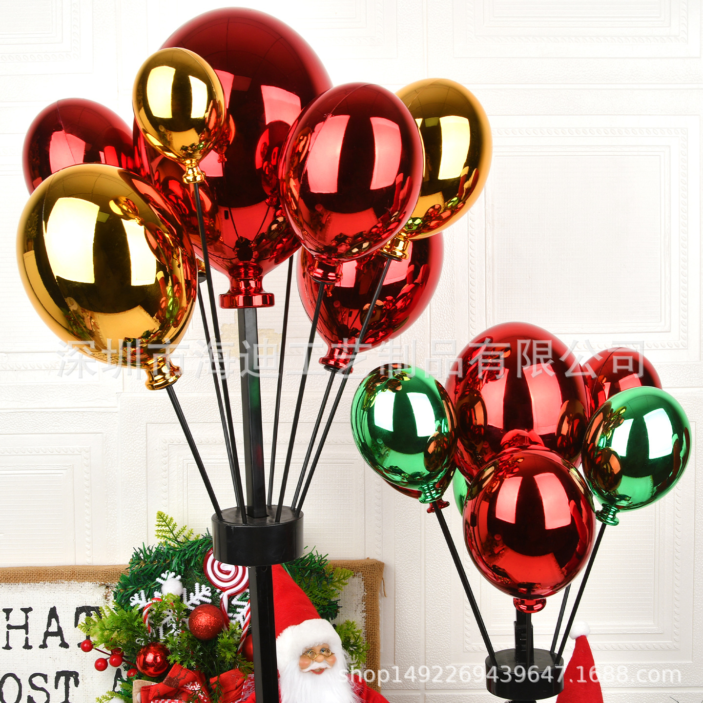 Decoraciones de Navidad oro rojo verde globo de calor caja de regalo ornamentación bola telescópica ventana del centro comercial decoración
