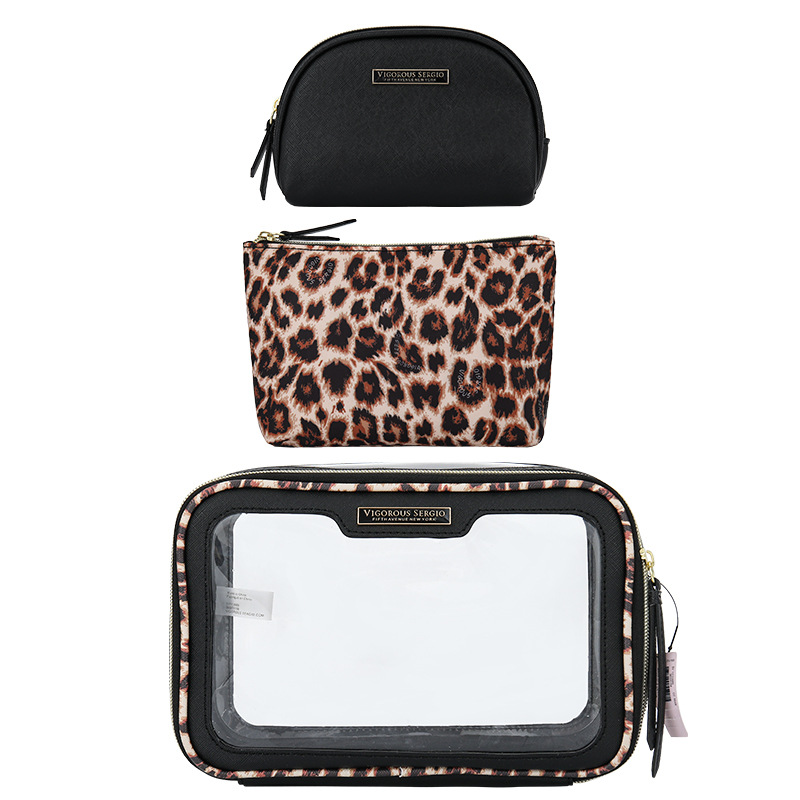 Juego de tres piezas con estampado de leopardo