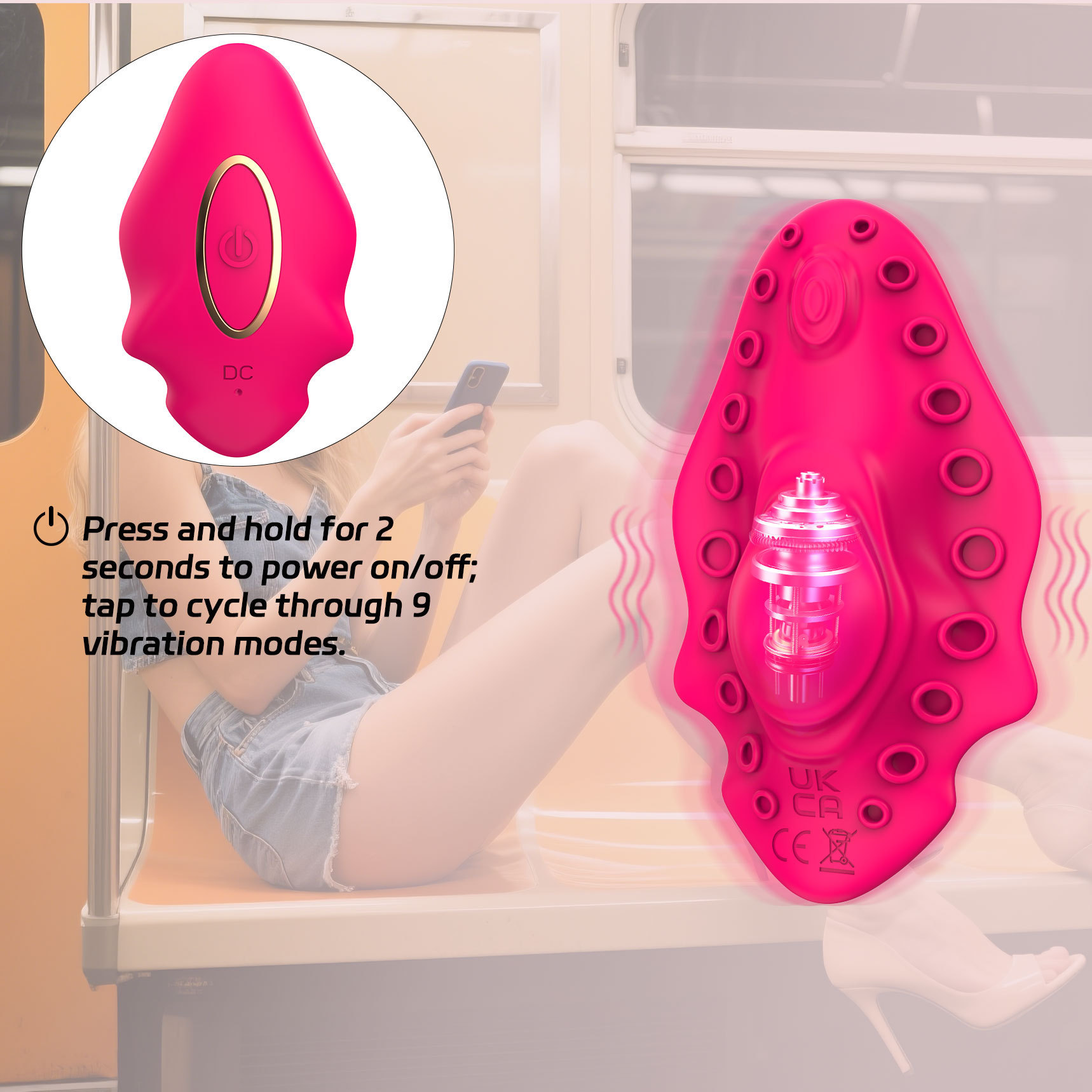 App-Controlled Wearable Clitoral Vibrator with Remote and Suction Cup, Purple — detail image 3