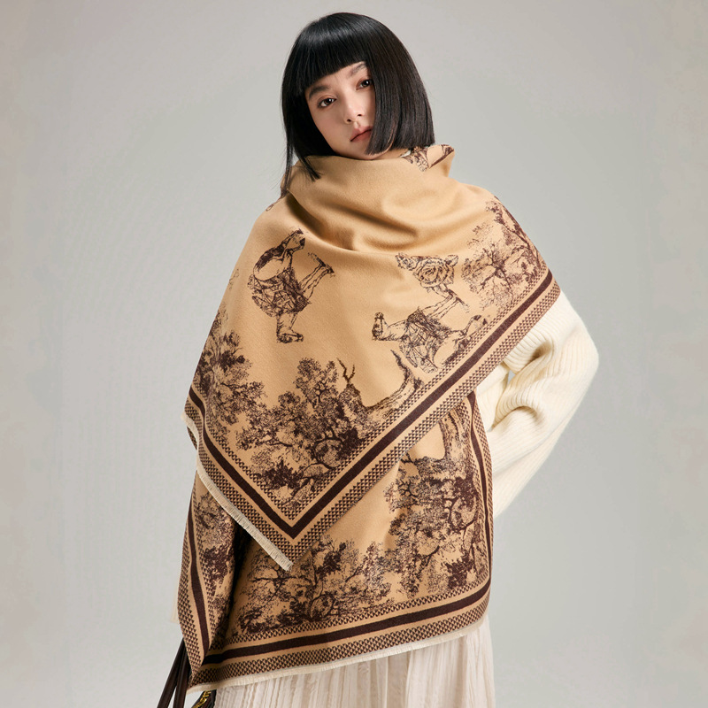 2024 estilo occidental de alto nivel frío chal Jacquard bufandas de cashmere nueva moda otoño invierno bufandas largas bufandas mujeres