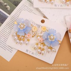 子供用古風漢服アクセサリー、春節用ガラス製ヘアピン、3歳から9歳向けヘアアクセサリー、旅行や写真撮影に最適なレトロスタイル