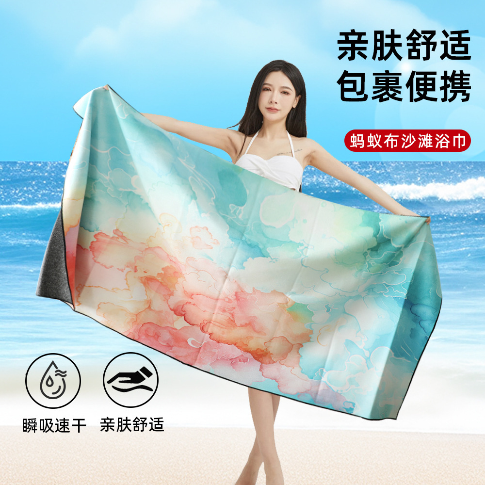 Factory High Quality Printed Ant Cloth Beach Towel Thickened Soft Sweat-Absorbent Quick-Drying Pattern