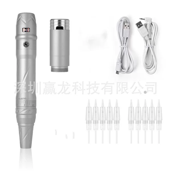 Cross-Border Exclusive Korean-Style Wireless Tattoo Embroidery Dual-Use Charger, Tattoo Embroidery Eyebrow Machine, Xia Meng Screw Needle Tips, 10 Pieces