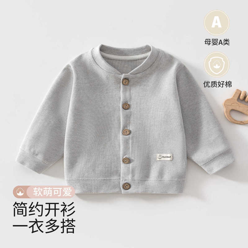 Long-sleeved cardigan jacket for boys and girls, spring and autumn children's solid color outerwear, stylish and versatile casual top Long-sleeved cardigan jacket for boys and girls, spring and autumn children's solid color outerwear, stylish and versatile casual top