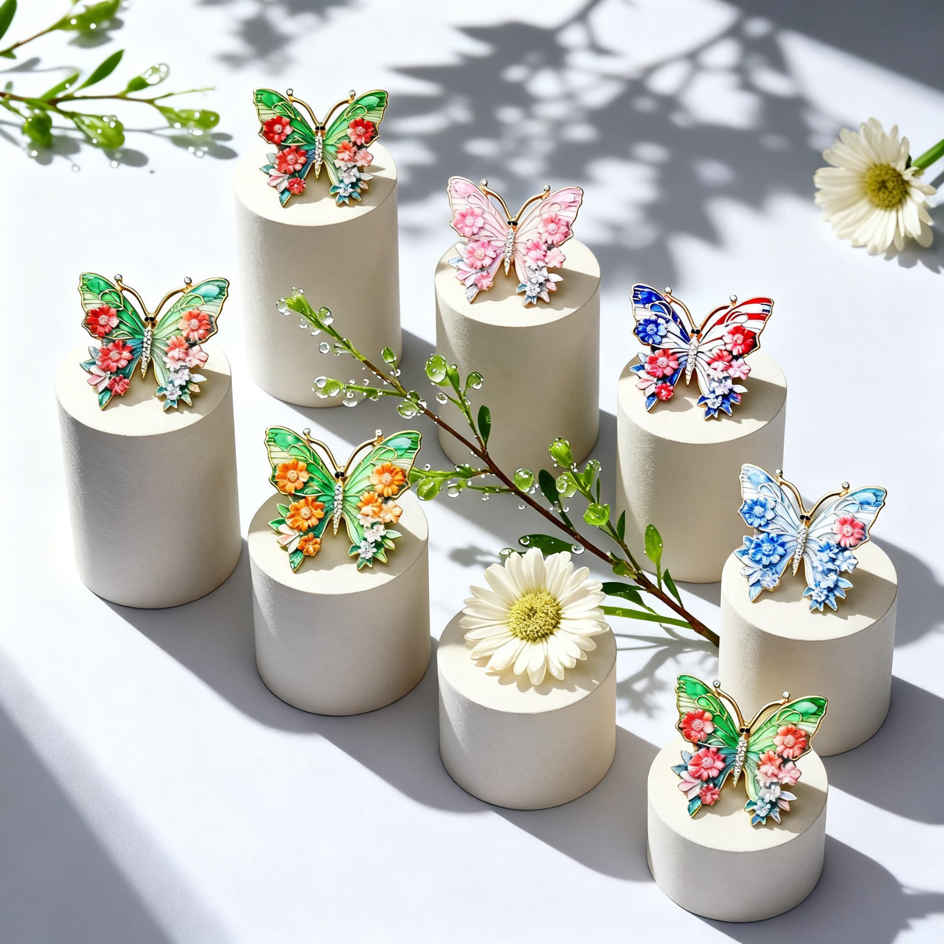 European and American Cross-Border Rhinestone-Encrusted Simulated Butterfly Enamel Elegant and Exquisite Light Luxury High-End Decorative Brooch Accessories