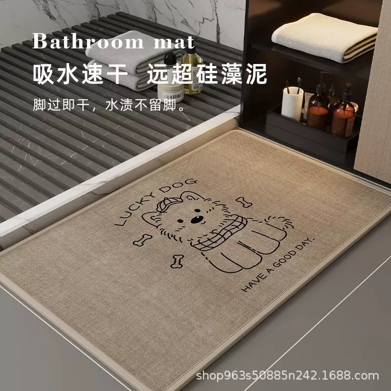 高密度编织浴室地垫跨境仿亚麻橡胶底厨房地毯防滑吸水垫