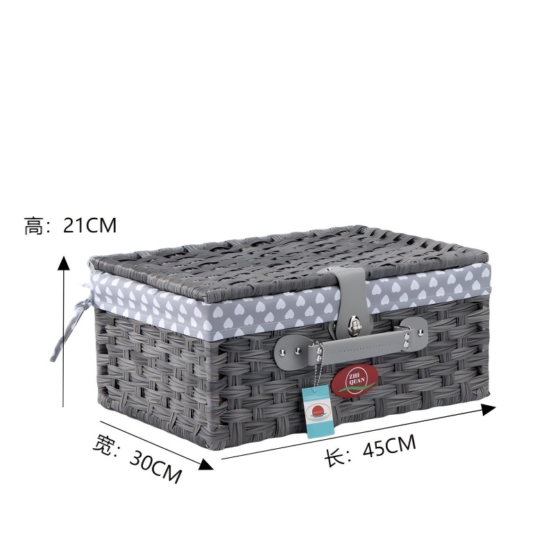 plástico trenzado imitación de caña trenzada a mano mesa bocadillos cosméticos almacenamiento de artículos cesta de picnic almacenamiento cesta de regalos