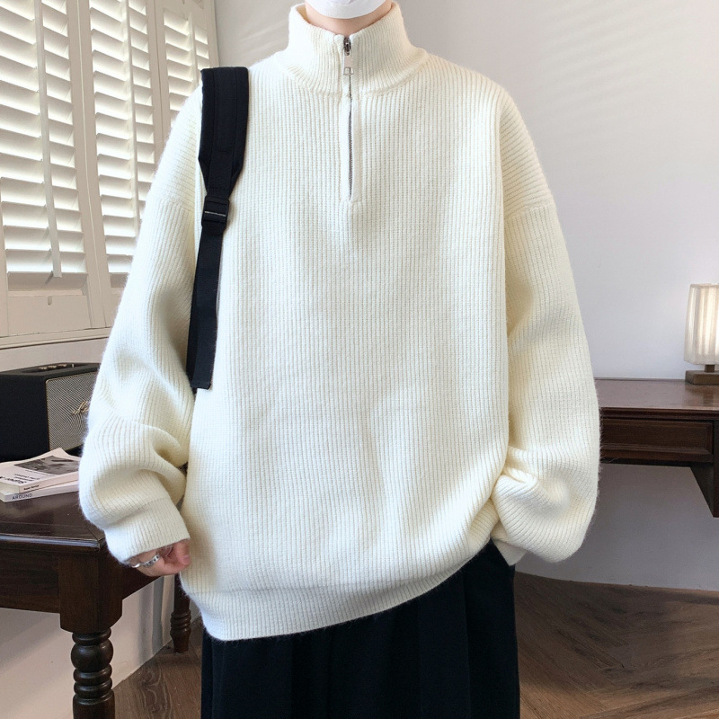 Herren Pullover Mit Halbem Reißverschluss Und Stehkragen Retro_voghion.com