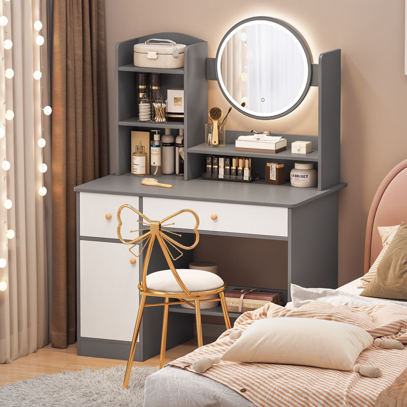 Tocador Gabinete integrado Mesa de maquillaje Dormitorio de alta gama Simple Red de Internet Apartamento pequeño Tocador simple Espejo de tocador