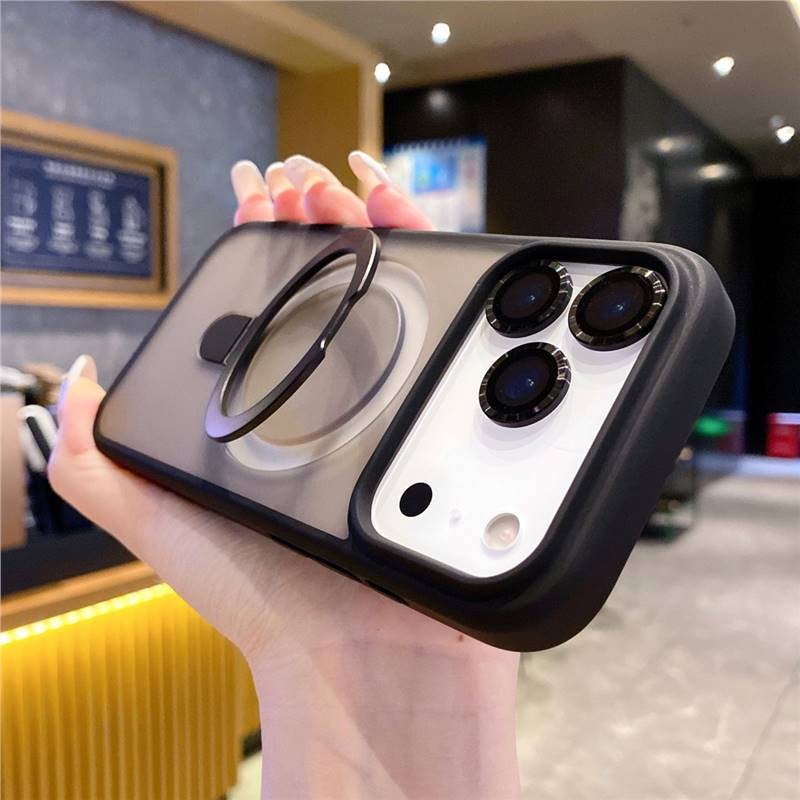 苹果17手机壳iPhone17磁吸支架保护套防指纹自带镜头膜全包保护套|undefined