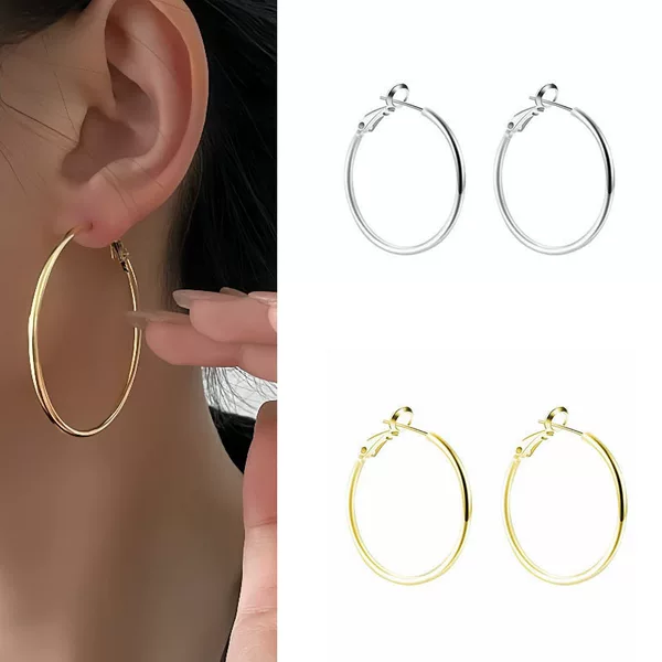 European and American Style Exaggerated Plain Hoop Earrings for Women, Minimalist Cool Style, Suitable for Square and Round Faces, High-End Feel, S925 Silver Needle Earrings Wholesale