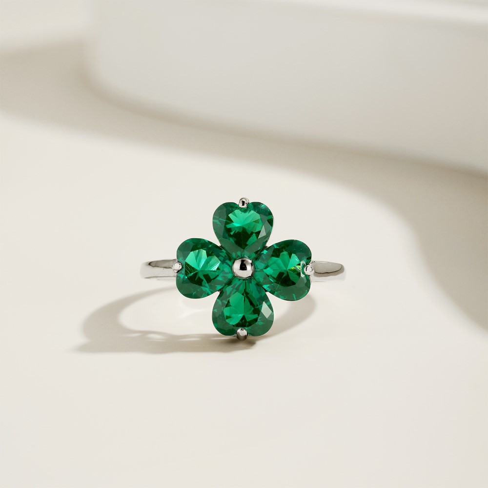 2g Weight Rings Classification 5, 6, 9 Ring Size 1 Piece Quantity Date, Tea Party Occasion 925 Sterling Silver Material Four Leaf Clover Pattern Women's Gender Plating Design Elegant, Glam Style 925 Sterling Silver Four Leaf Clover Rings 4