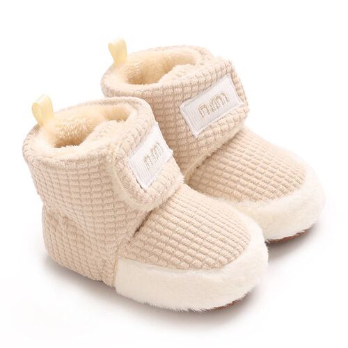 Winter and Spring Baby Shoes for 0-1 Year Olds, Fleece Lined, Thick Warm Cotton Shoes for 3-6 to 12 Months, Non-Slip for Boys and Girls