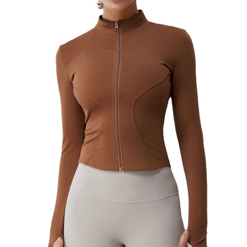 [Procesamiento personalizado] otoño y invierno cálido de vello chaqueta de yoga de manga larga ropa de yoga deportiva al aire libre para mujeres chaqueta de fitness