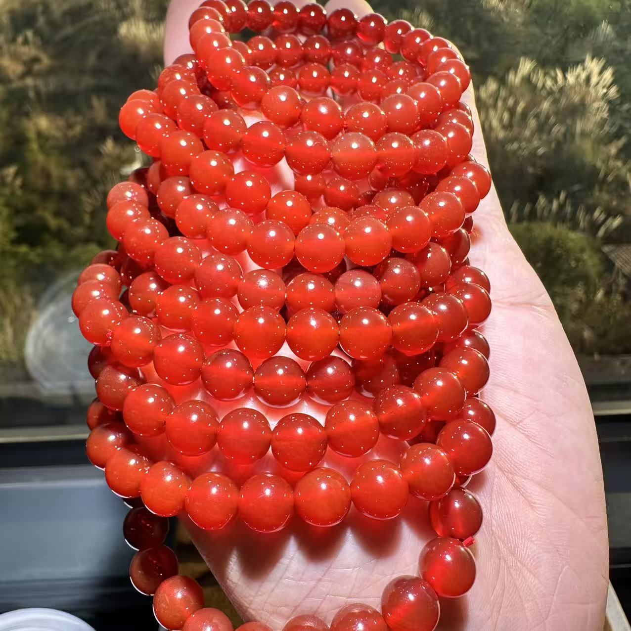 Natural Red Agate Round Beads 8mm - Yao Ling Jewelry - Multi-loop Bracelet - Unisex Decorative Jewelry