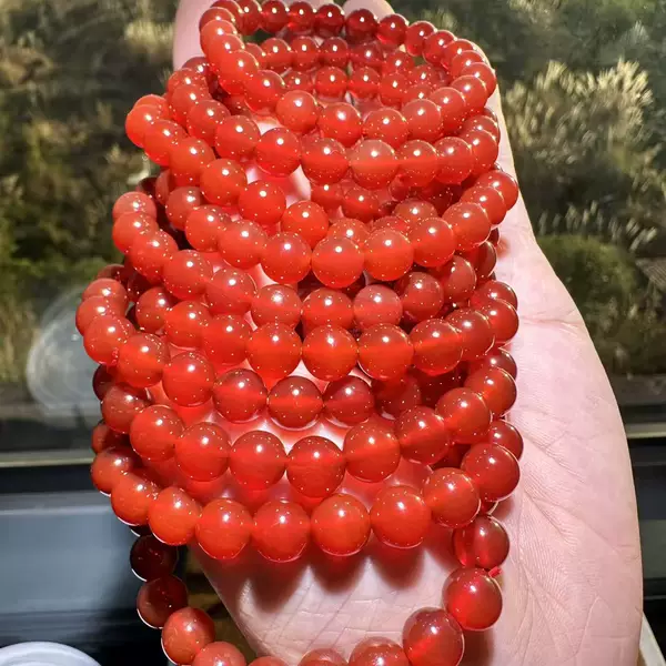 Natural Red Agate Round Beads 8mm - Yao Ling Jewelry - Multi-loop Bracelet - Unisex Decorative Jewelry