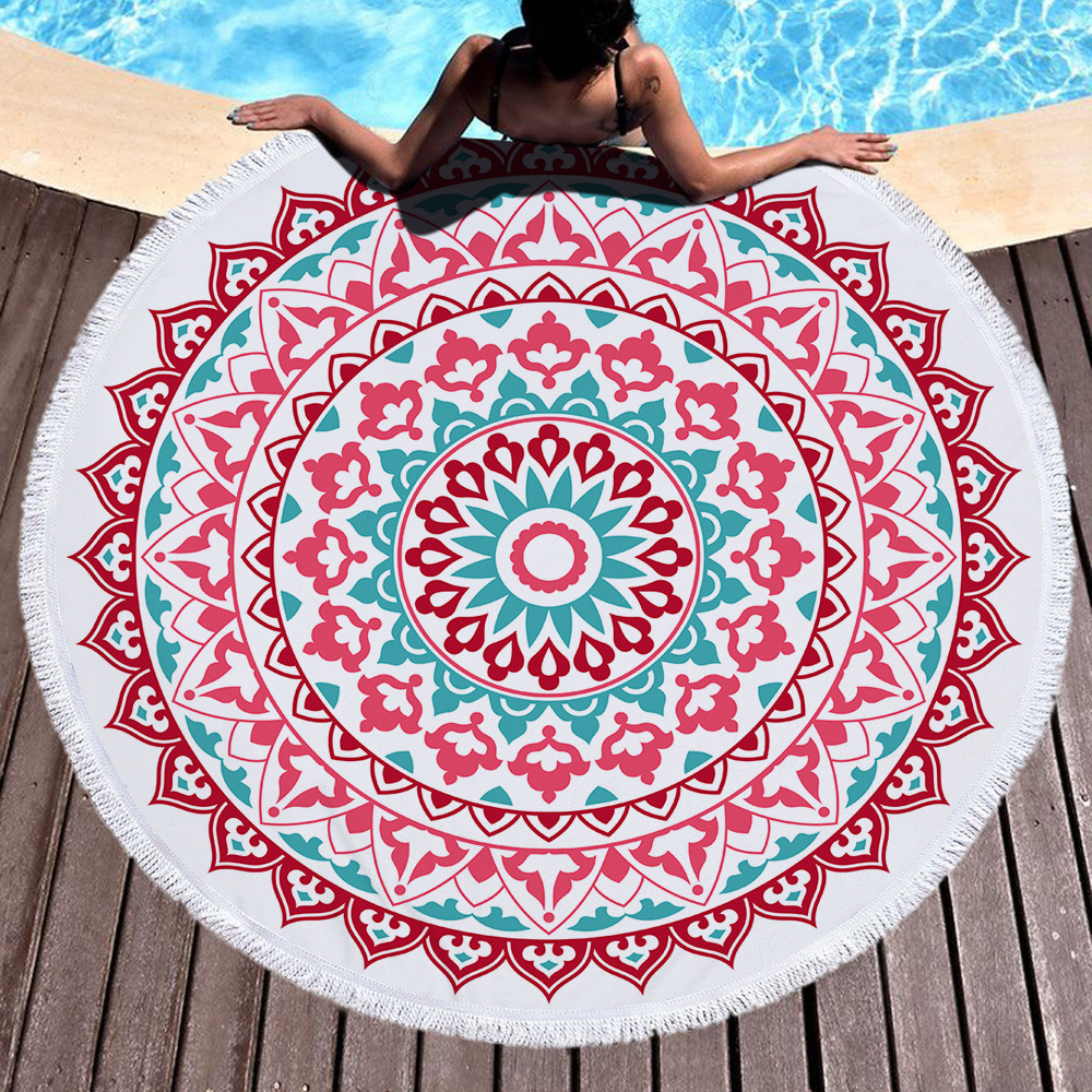 Nuevo estilo redondo Mandala estampado toalla de playa toalla de baño de microfibra cojín de patrón mandala