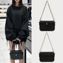 SK十字徽章皮质链条包小号植鞣牛皮质感斜跨单肩包