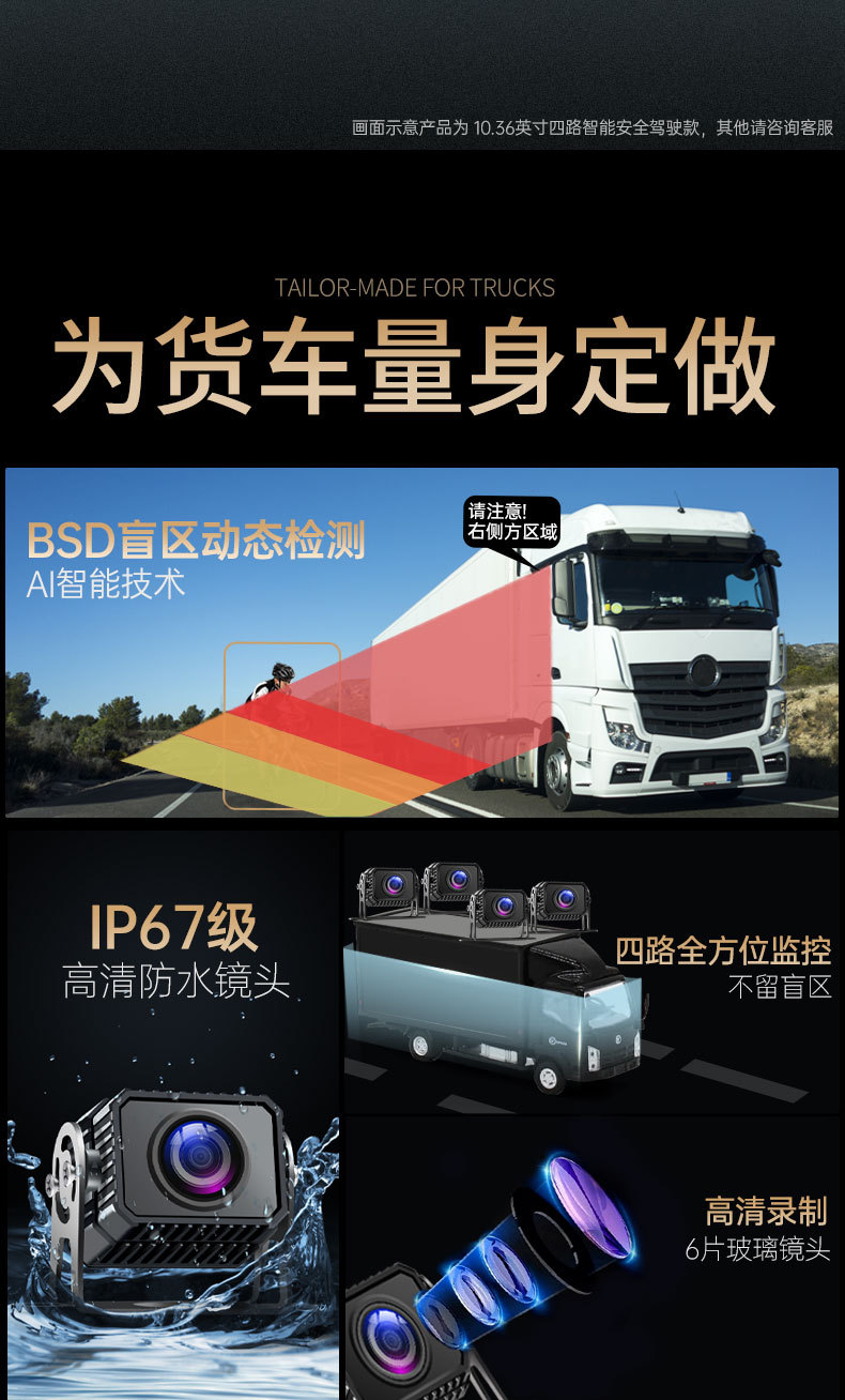 Truck Driving Recorder Front and Rear Dual Recording Gps Remote Four-Way Monitoring 24V High-Definition Reversing Image All-In-One Machine