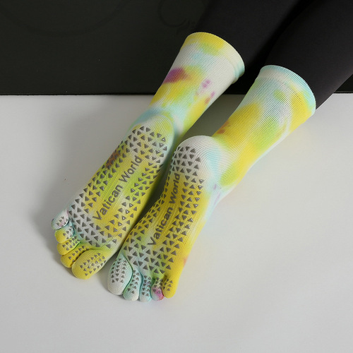 Yoga socks, professional non-slip tie-dye fitness aerobics floor socks, gradient Pilates five-finger sports socks, e-commerce dropshipping