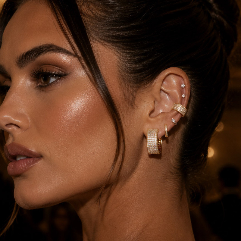 Cross-border bestseller: Fresh and simple geometric hoop earrings, ins-style C-shaped niche copper zirconia stud earrings, wholesale women's earrings Cross-border bestseller: Fresh and simple geometric hoop earrings, ins-style C-shaped niche copper zirconia stud earrings, wholesale women's earrings