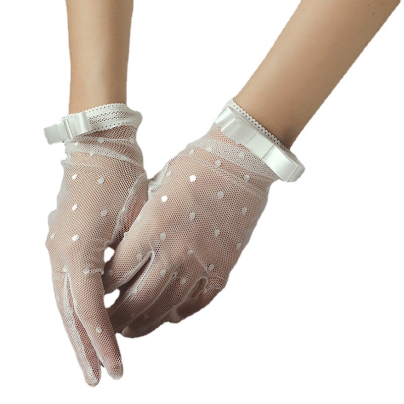 Nuevo vestido de novia guantes stretch satén simple foto blanco y negro arco guantes