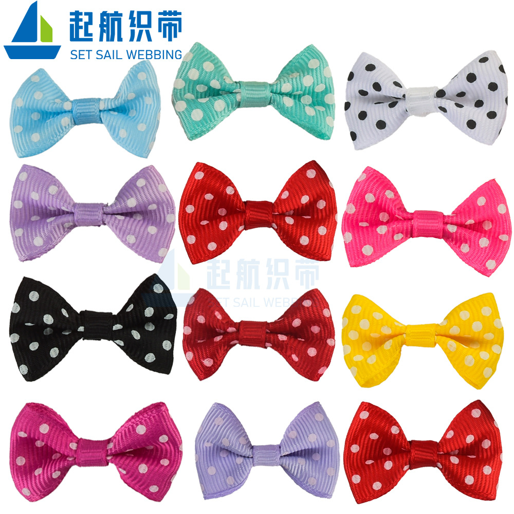 现货批发2.5cm*3.8CM印点小领结圆点小领结diy彩色圆点小领结蝴蝶