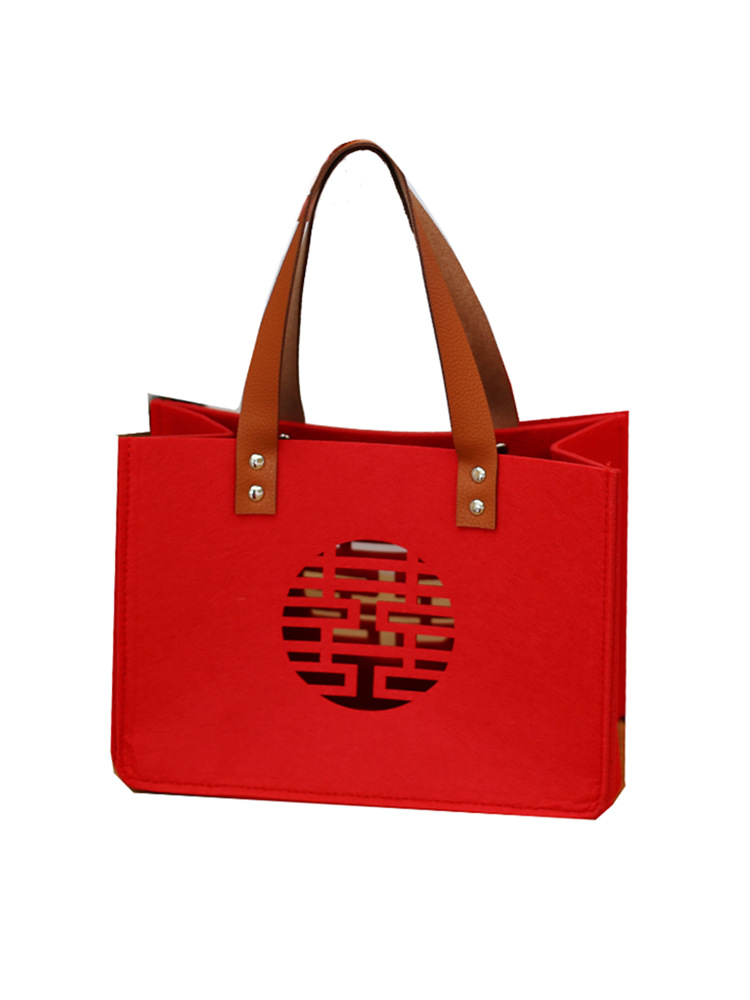 结婚用品高档手提袋毛毡袋婚礼婚庆专用伴手礼回礼大号喜糖礼品袋