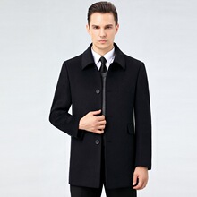 高档冬季男装双面呢夹克外套商务休闲可脱卸娥绒内胆翻领保暖茄克