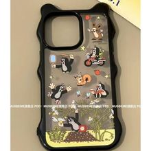 卡通鼹鼠款iPhone15promax小可爱猫耳华为苹果14promax手机壳新款