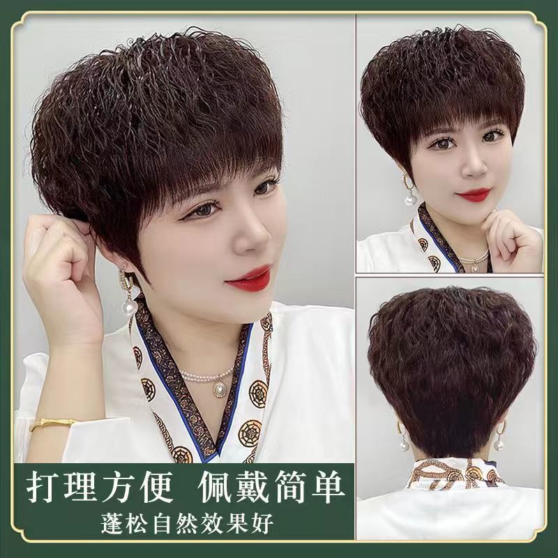 [Summer Hollow Net] Middle-aged and Elderly Women's Headgear Breathable Mother's Temperament Permanent Hot Corn Whiskers Full Hair Cover