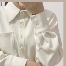 內搭女秋白色襯衫冬加厚設計感小眾法式襯衣打底長袖氣質疊穿上衣