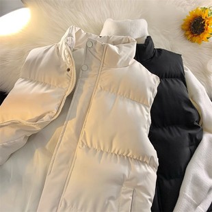 Autumn and winter Korean-style waistcoat men's and women's trendy stand collar cotton-padded jacket slim-fit thickened waistcoat warm waistcoat waistcoat jacket