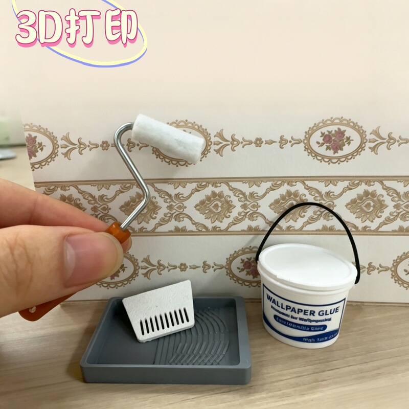 Dollhouse miniature house scene sponge roller paint brush painting model BJD scene props Dollhouse miniature house scene sponge roller paint brush painting model BJD scene props