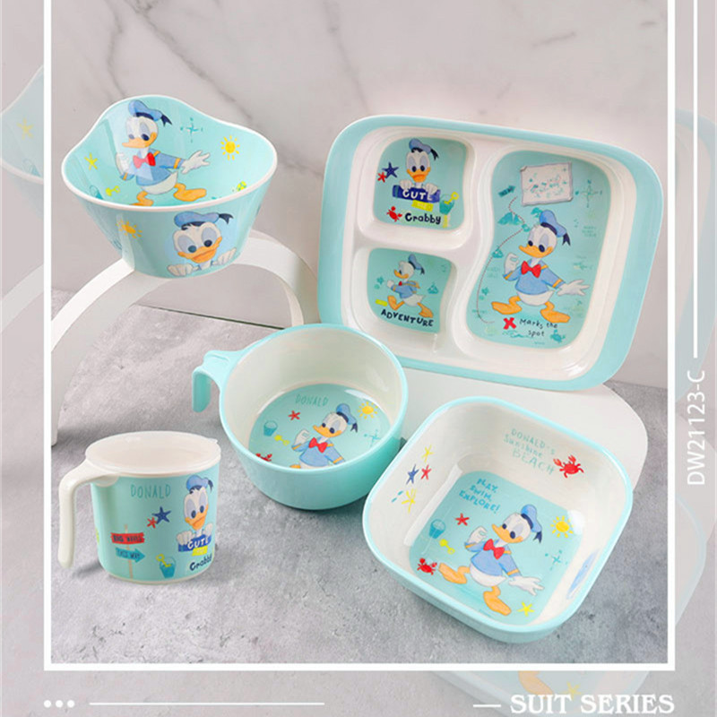 Vajilla infantil auténtica, plato dividido, tazón de resina de melamina con dibujos animados, tazón para comer para bebés, tazón resistente a caídas y al calor
