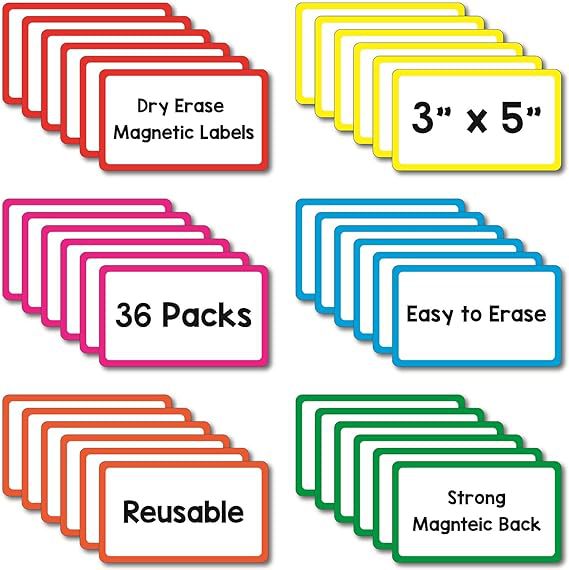 磁性姓名标签干擦标签白板贴纸学校办公室家庭 磁性书写贴 冰箱贴
