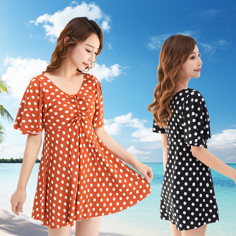 Swimwear Women's Split Large Size Belly-Covering Slimming Chubby Girls Boxer Shorts Loose Skirt-Style Two-Piece Hot Spring Swimsuit for Mothers