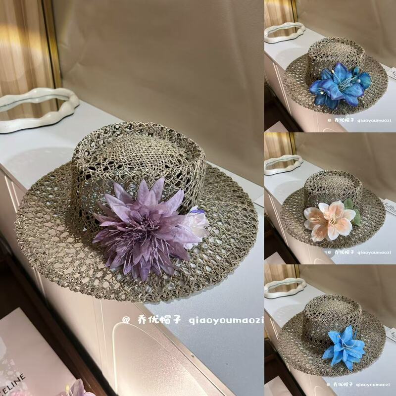 Superly Textured! Detachable Floral Hollow-Out Straw Hat for Seaside Vacation Photos, French-Style Elegant Hat Superly Textured! Detachable Floral Hollow-Out Straw Hat for Seaside Vacation Photos, French-Style Elegant Hat