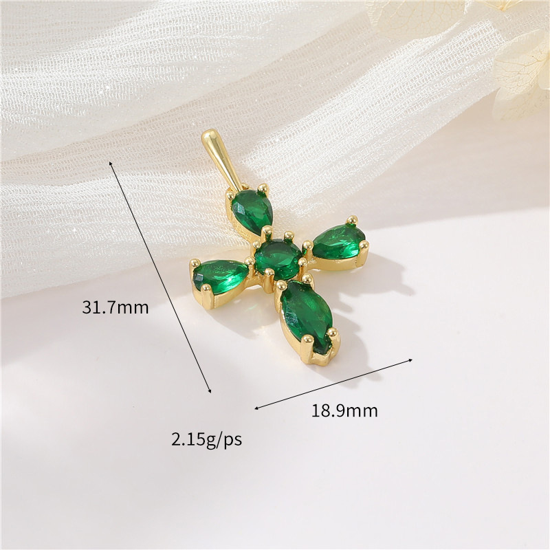 7g Weight Pendant Jewelry Making Type Zircon Inlay Material DIY Jewelry Accessories Classification 1 Piece Quantity Copper Material Cross Pattern Inlay Design Simple Style, Classic Style Style 1 Piece Copper Zircon Cross Pendant 9