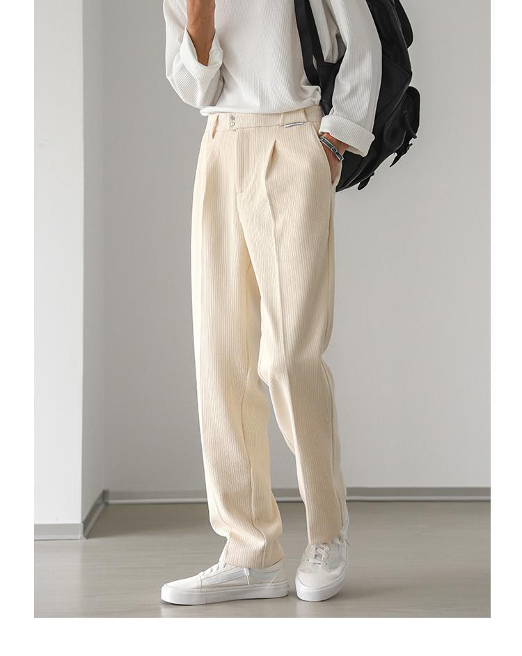 1 Men's Casual Spring And Autumn Loose Regular Wide-Leg Pants Japanese Style Simple Solid Color Versatile Straight_voghion.com