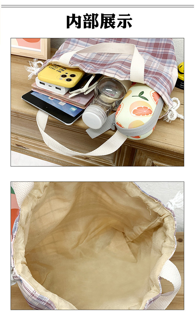 JK Japanese-style small bucket tote canvas bag, new simple and versatile, artistic single-shoulder hand-carry lunch box bag for women undefined