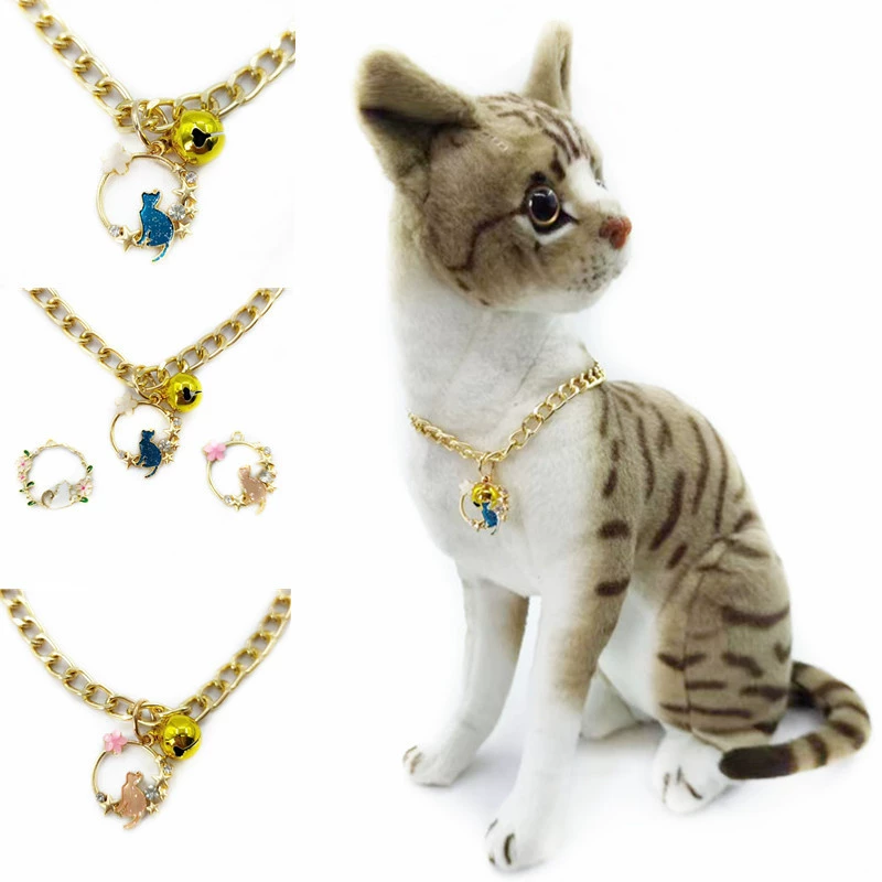 Amazon Cat кулон домашнее животное металлическое ожерелье с колокольчиком полая гирлянда кошка ювелирные изделия на день рождения воротник в наличии