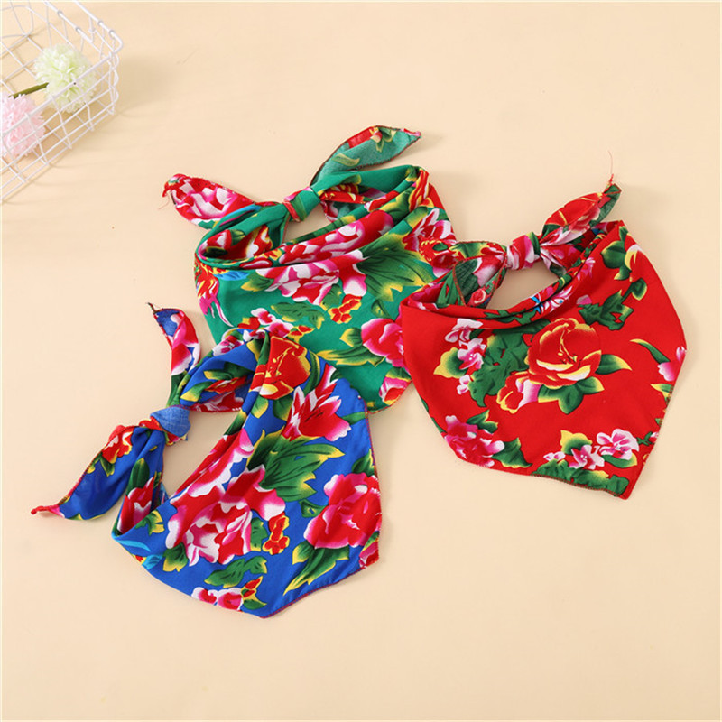 Cotton Large Floral Scarf Headscarf Cycling Scarf Triangle Scarf Peking Opera Northeast Large Floral Cloth Performance Neck Scarf Tea Picking Girl