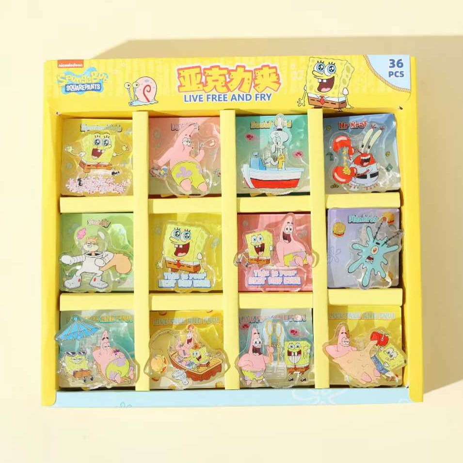 Пензлик для SpongeBob из акриловой кости, аутентичный ручной зажим для ручки, высокая ценность, мультяшный аниме-студент, клип для тестовой бумаги