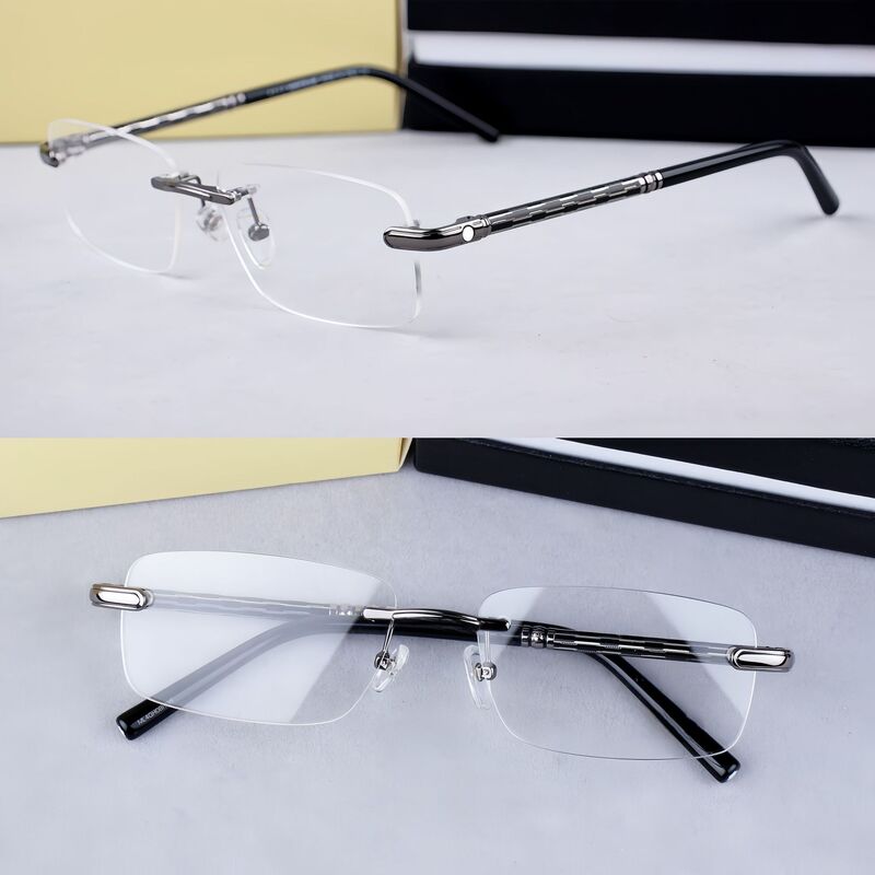 Men's Retro Simple Frameless Ultra-Light Slimming Look Business Myopia Glasses Frame Can Be Equipped with Mb432 Business Glasses Frame Men's Retro Simple Frameless Ultra-Light Slimming Look Business Myopia Glasses Frame Can Be Equipped with Mb432 Business Glasses Frame