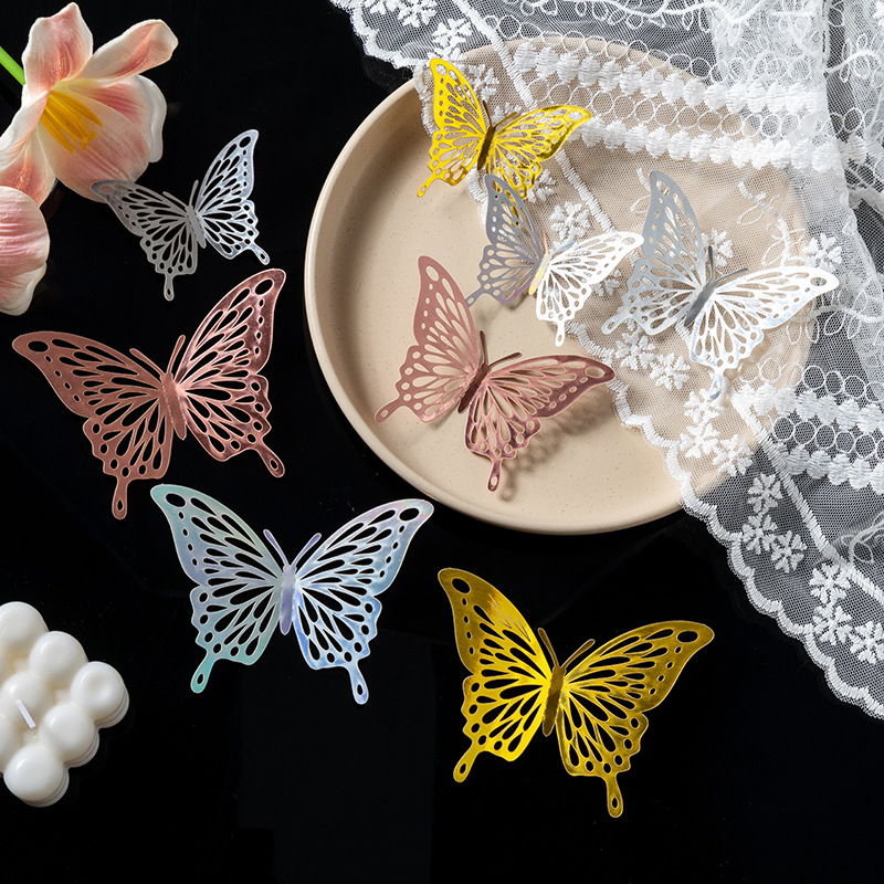 3D estereoscópico mariposa pared decoración de alta sensación autoadhesivo hogar diseño de boda de fondo pegatinas papel pintado diy image 2
