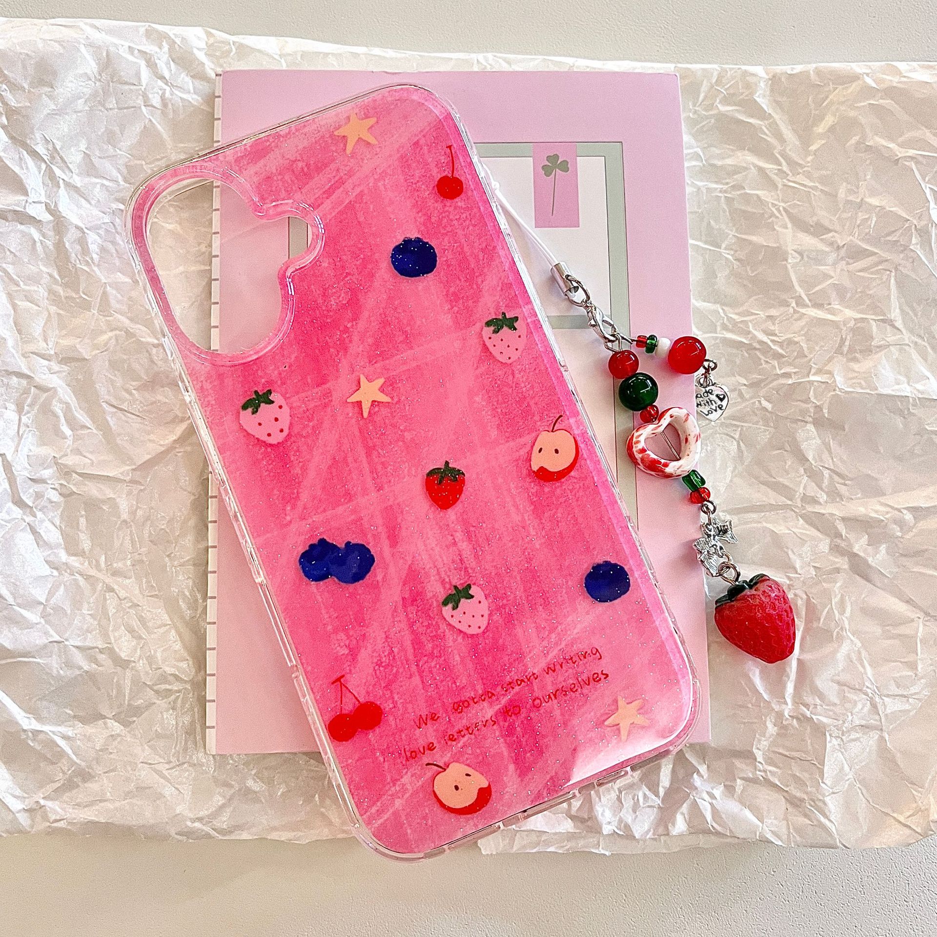 Fruta de graffiti coreana para Apple 16ProMax funda para teléfono móvil 15/14 Simple 15Pro nicho 13 colgante 16